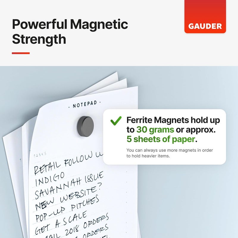 GAUDER Magnets for Whiteboard, Fridge & Bulletin Board - Strong Round Magnetic Discs - Black Magnets for Crafts (200 Pieces - 0.5" x 0.2") - Image 3